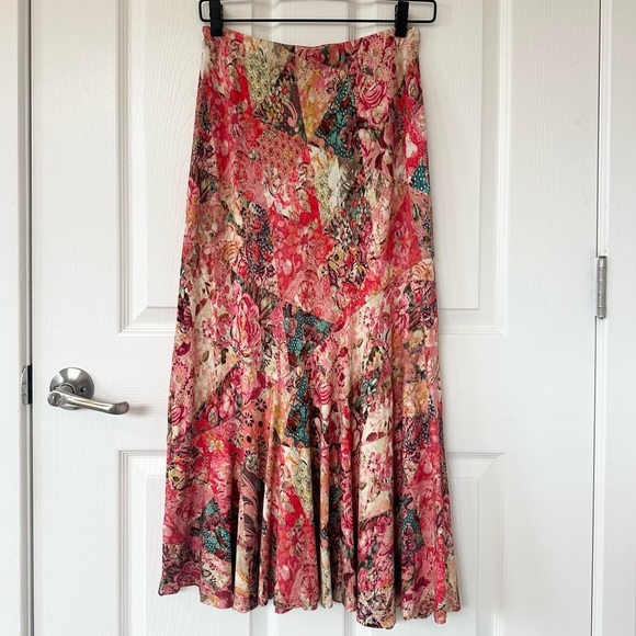 Peruvian Connection Colorful Patchwork Print Midi Skirt - Picture 2 of 6